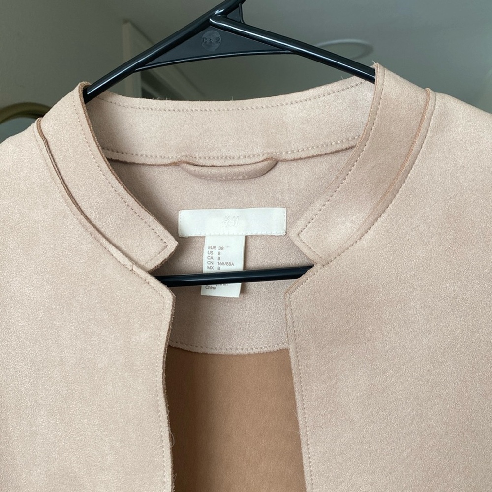 🌼 H&M Tan Longline Suede feeling/looking material Blush Coat - Picture 4 of 13